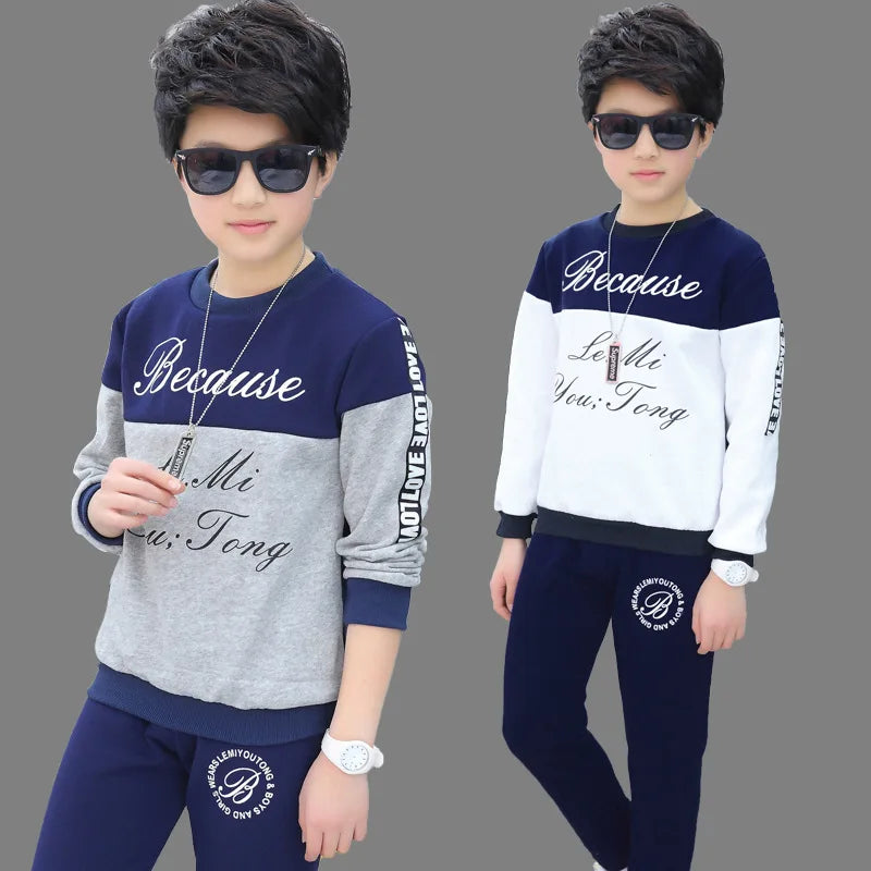 2025 Boys clothes sport suit casual sets spring letter child kids tracksuit t-shirt top and long pant 4 5 6 7 8 9 10 11 12 year