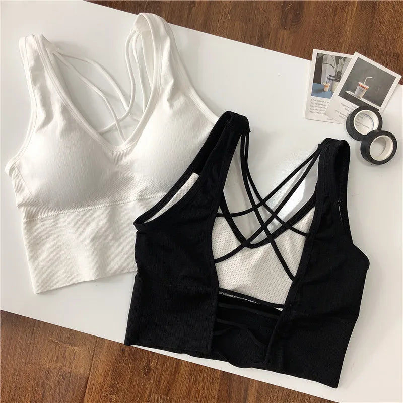 New Beauty Back Sports Bra Women Shockproof Sexy Breathable Athletic Fitness Running Gym Vest Sportswear Crop Push Up Top