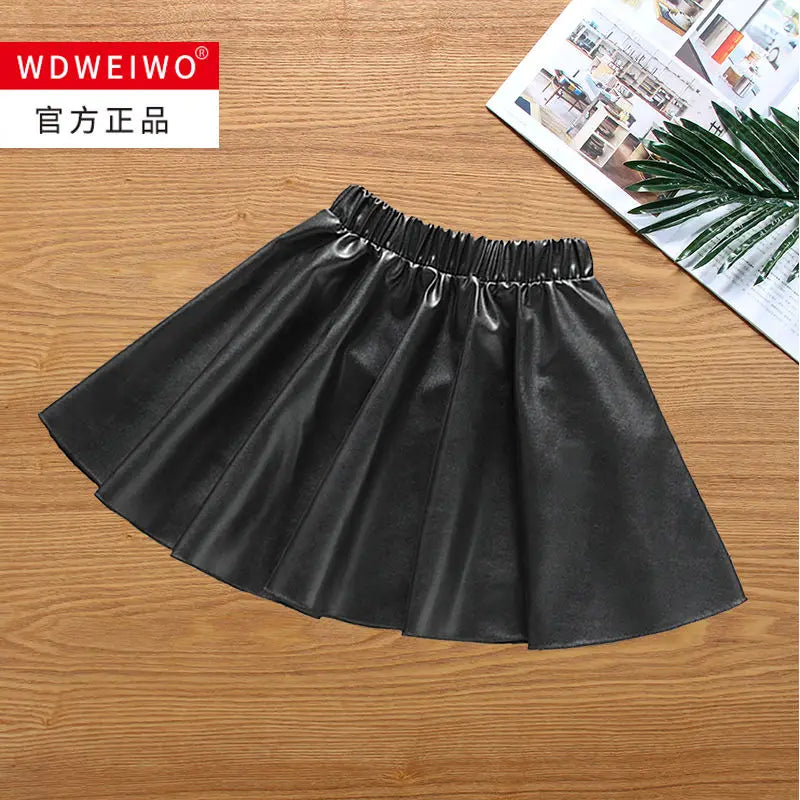2025 new spring autumn Girls Kids leather PU zipper skirt comfortable cute baby Clothes Children Clothing