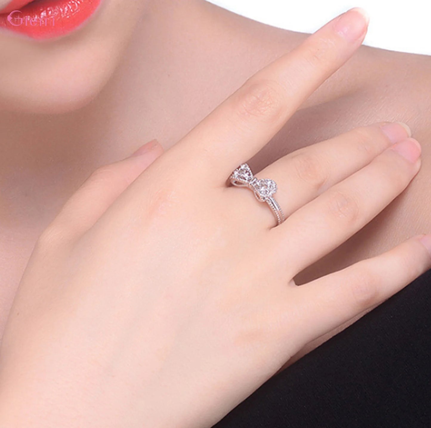 Women's 925 Sterling Silver Bowknot Zirconia Ring