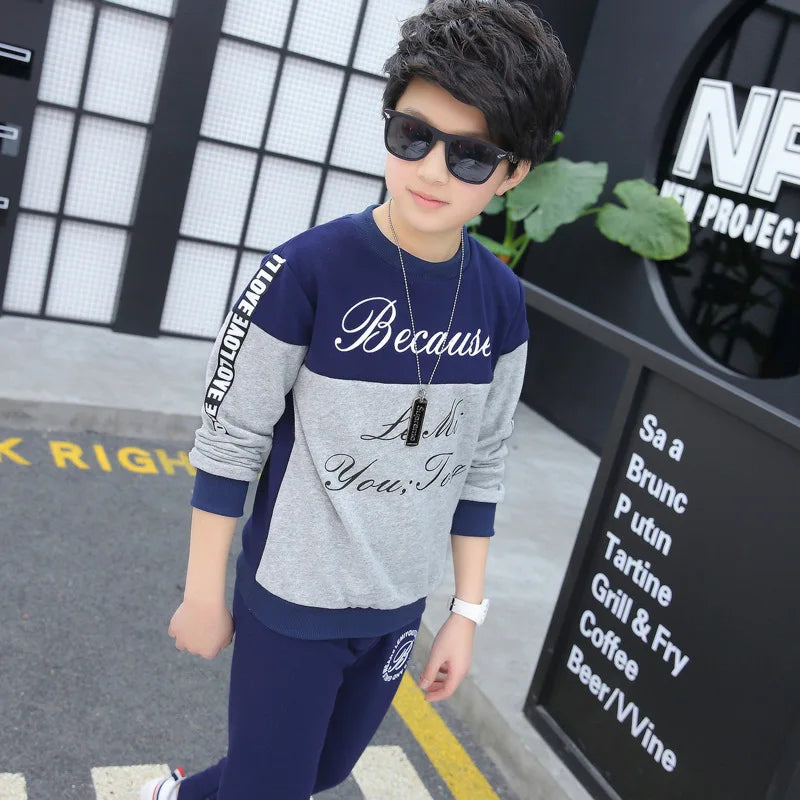 2025 Boys clothes sport suit casual sets spring letter child kids tracksuit t-shirt top and long pant 4 5 6 7 8 9 10 11 12 year