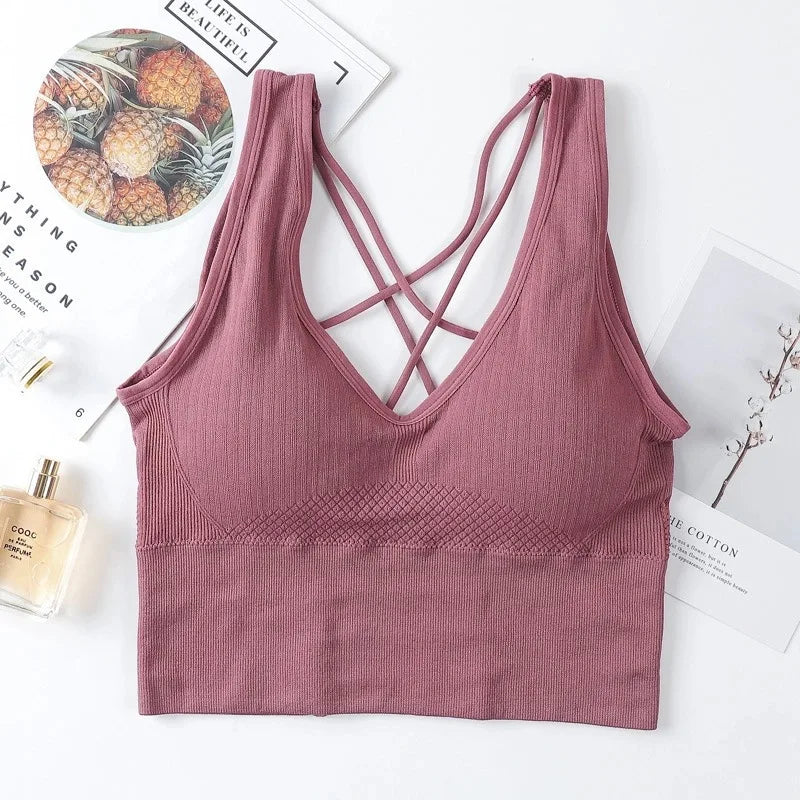 New Beauty Back Sports Bra Women Shockproof Sexy Breathable Athletic Fitness Running Gym Vest Sportswear Crop Push Up Top