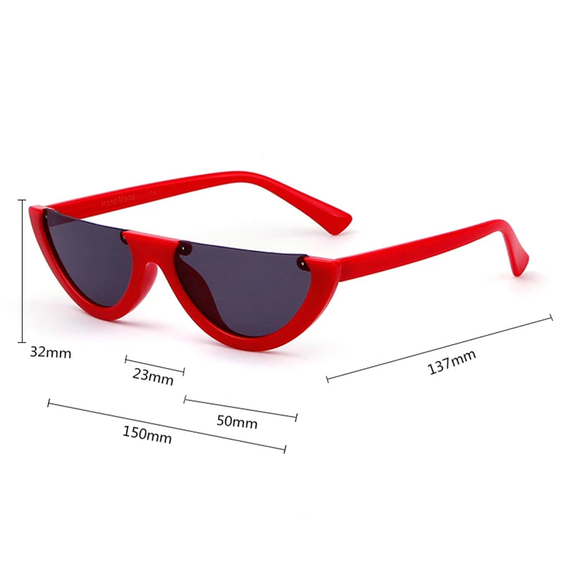 2025 Half Moon Slim Sunnies Sunglasses Women Brand Designer Retro Vintage Pink Lens Cat Eye Frame Sun Glasses Girls Shades 463B
