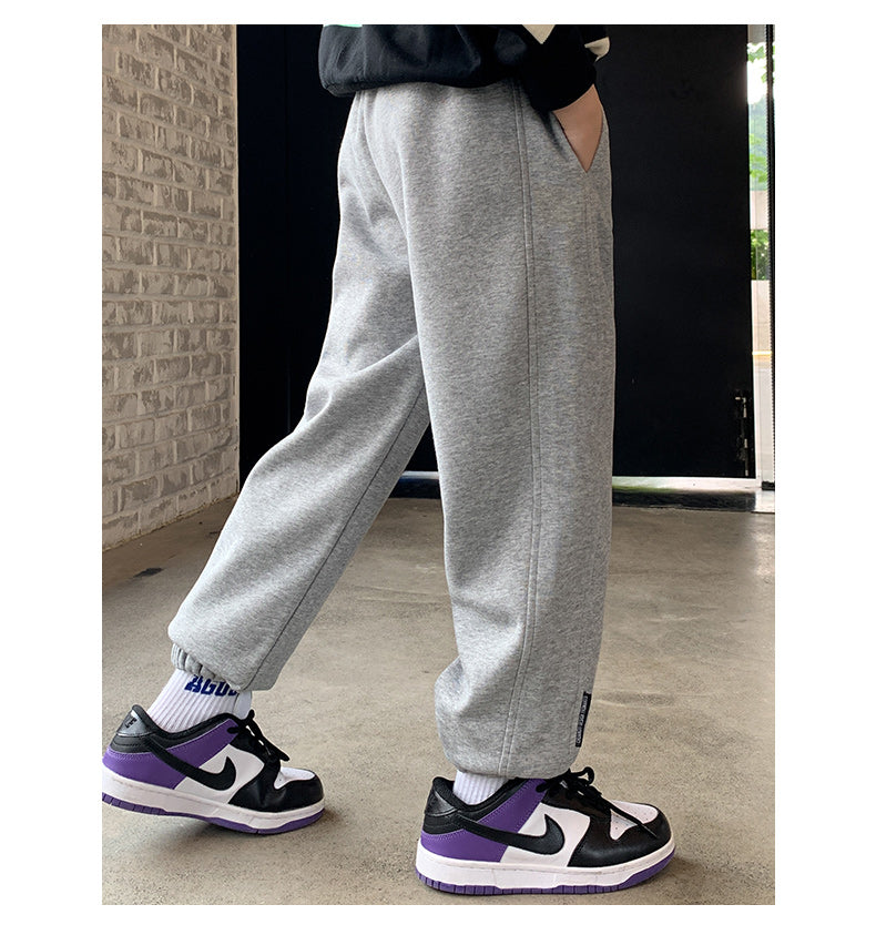 Sweatpants Spring and Autumn Casual Fleece-lined Youth Boy Pants