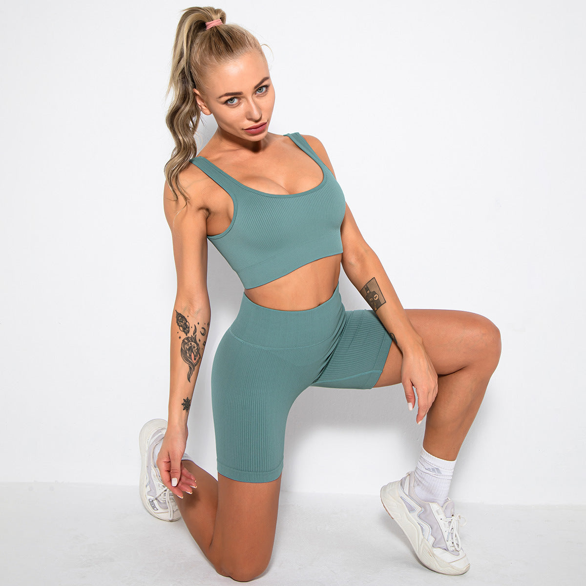 WAREBALL 2PCS Women Yoga Set Gym Set Sexy Bra Seamless Sports Shorts Workout Running Clothing Gym Wear Athletic Sport Suit