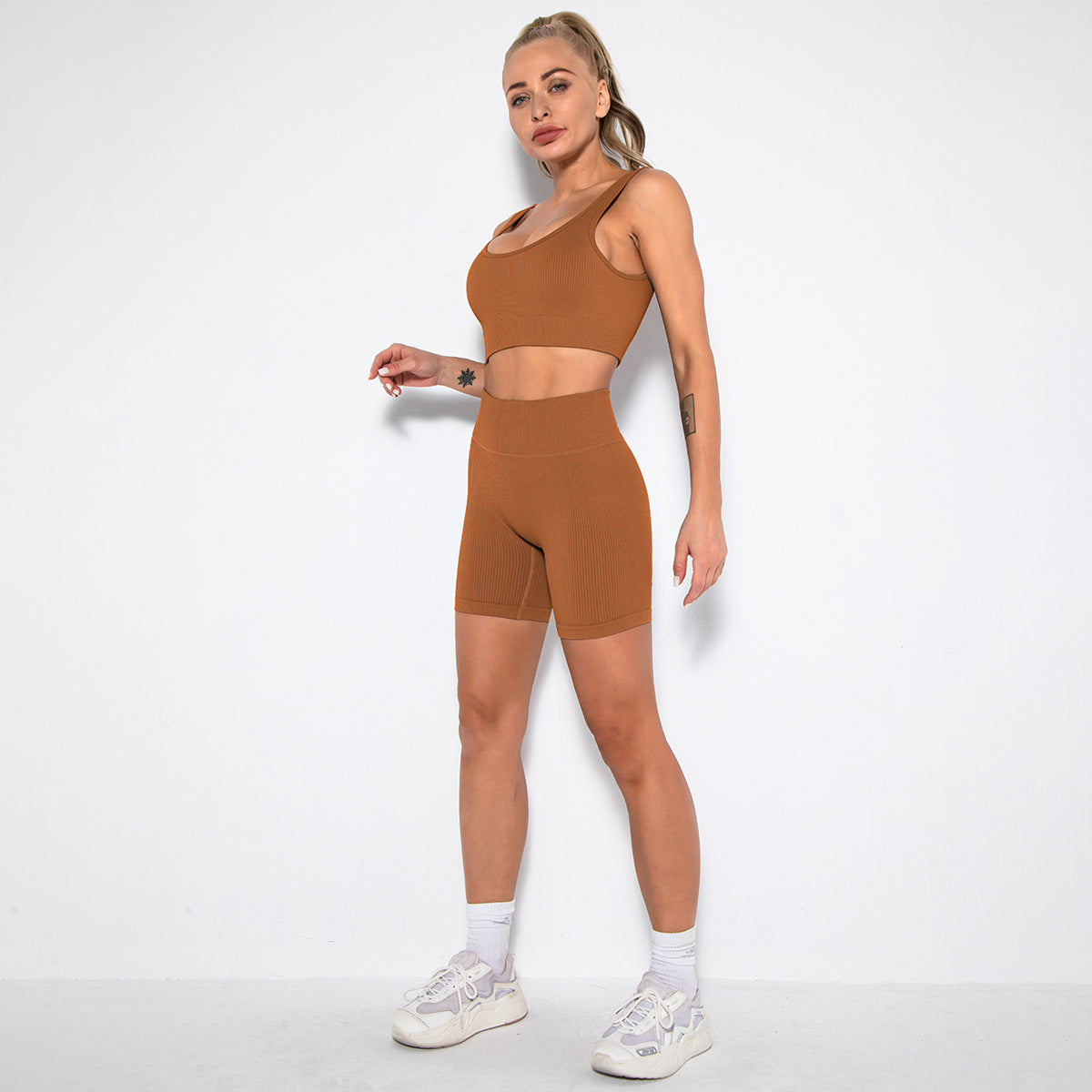 WAREBALL 2PCS Women Yoga Set Gym Set Sexy Bra Seamless Sports Shorts Workout Running Clothing Gym Wear Athletic Sport Suit