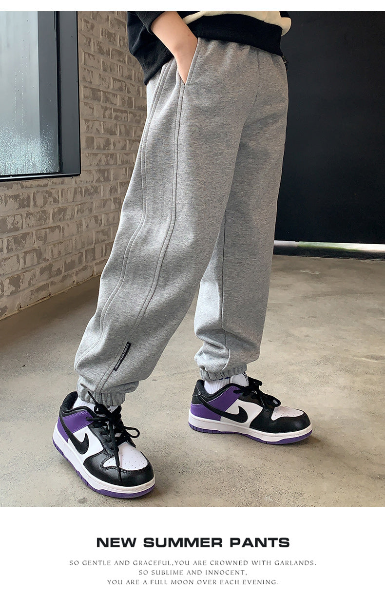 Sweatpants Spring and Autumn Casual Fleece-lined Youth Boy Pants