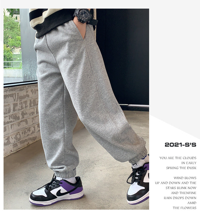 Sweatpants Spring and Autumn Casual Fleece-lined Youth Boy Pants