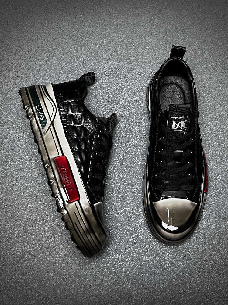 European Station Autumn and Winter Epoxy Crocodile Pattern Casual Board Shoes