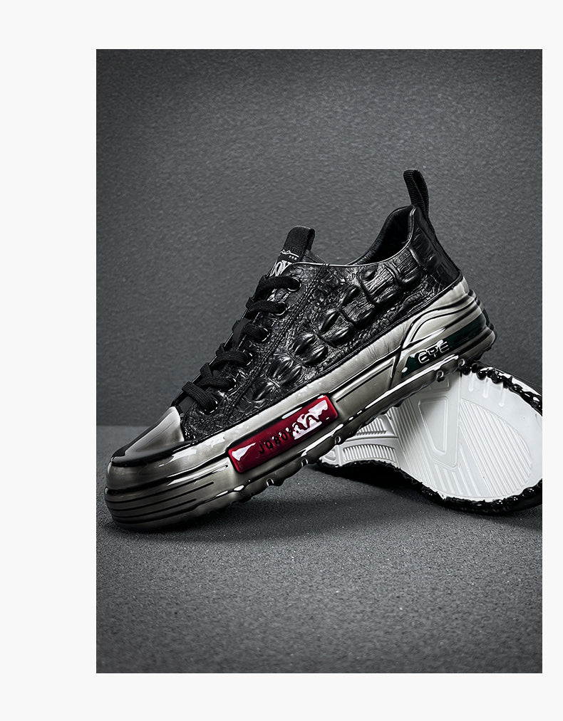 European Station Autumn and Winter Epoxy Crocodile Pattern Casual Board Shoes