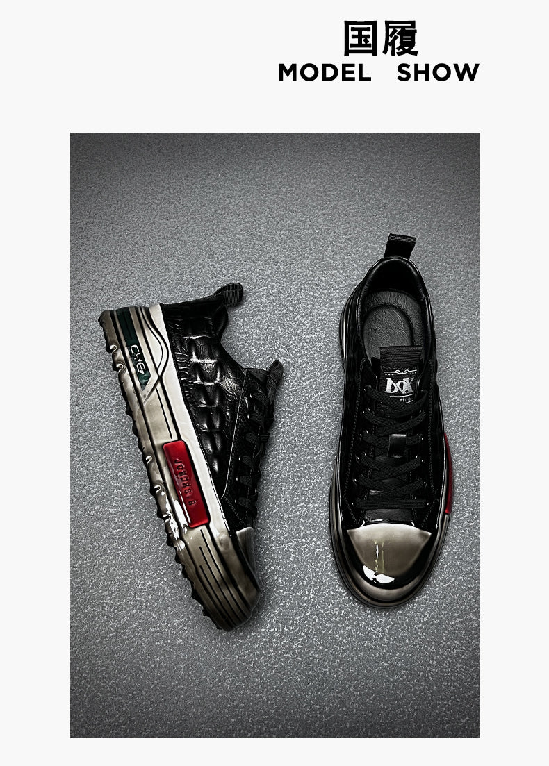 European Station Autumn and Winter Epoxy Crocodile Pattern Casual Board Shoes