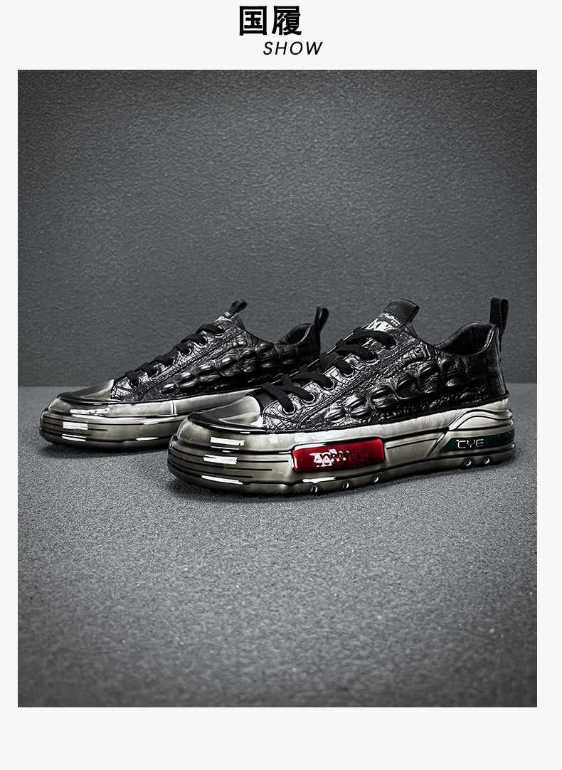 European Station Autumn and Winter Epoxy Crocodile Pattern Casual Board Shoes