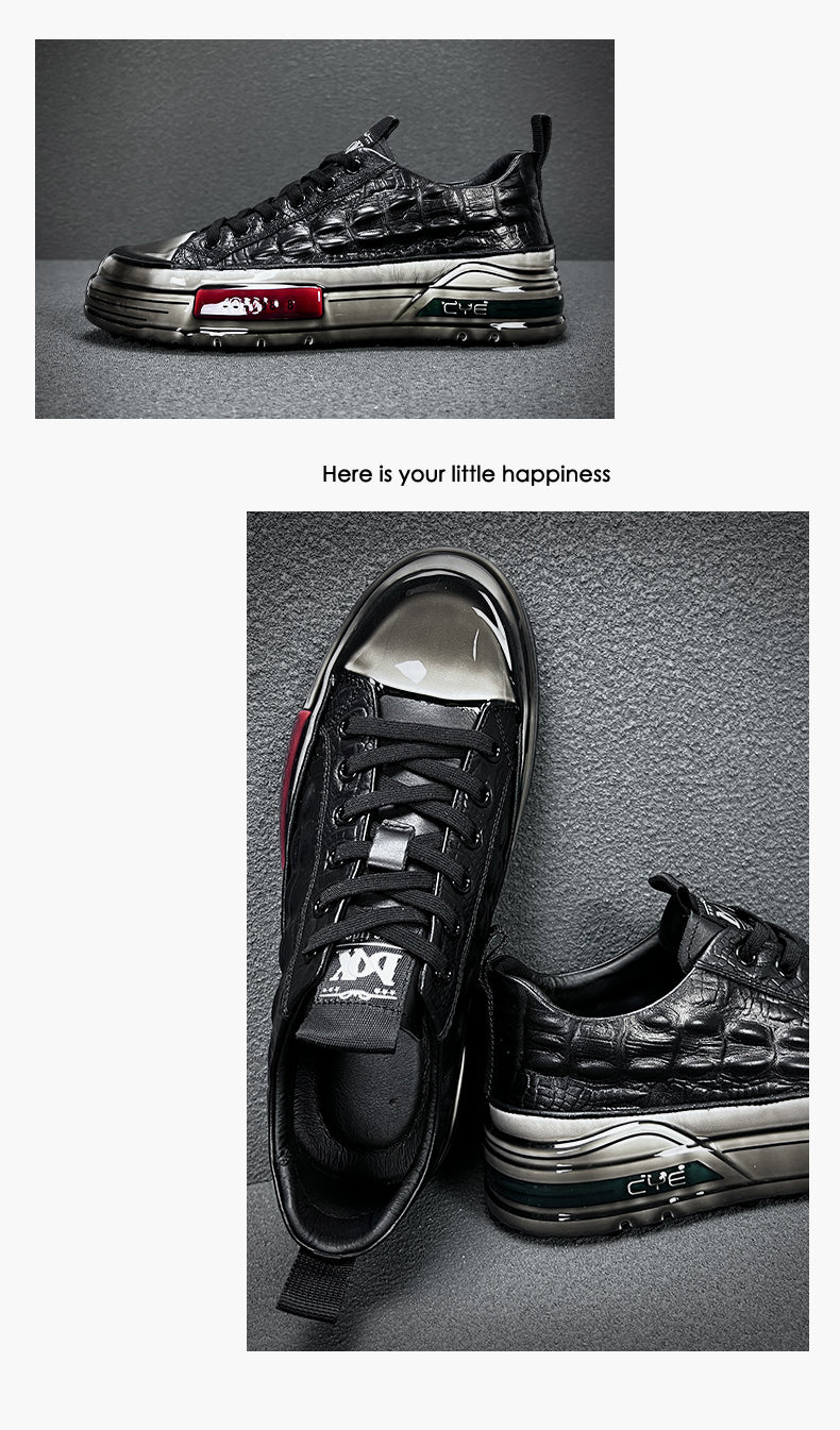 European Station Autumn and Winter Epoxy Crocodile Pattern Casual Board Shoes