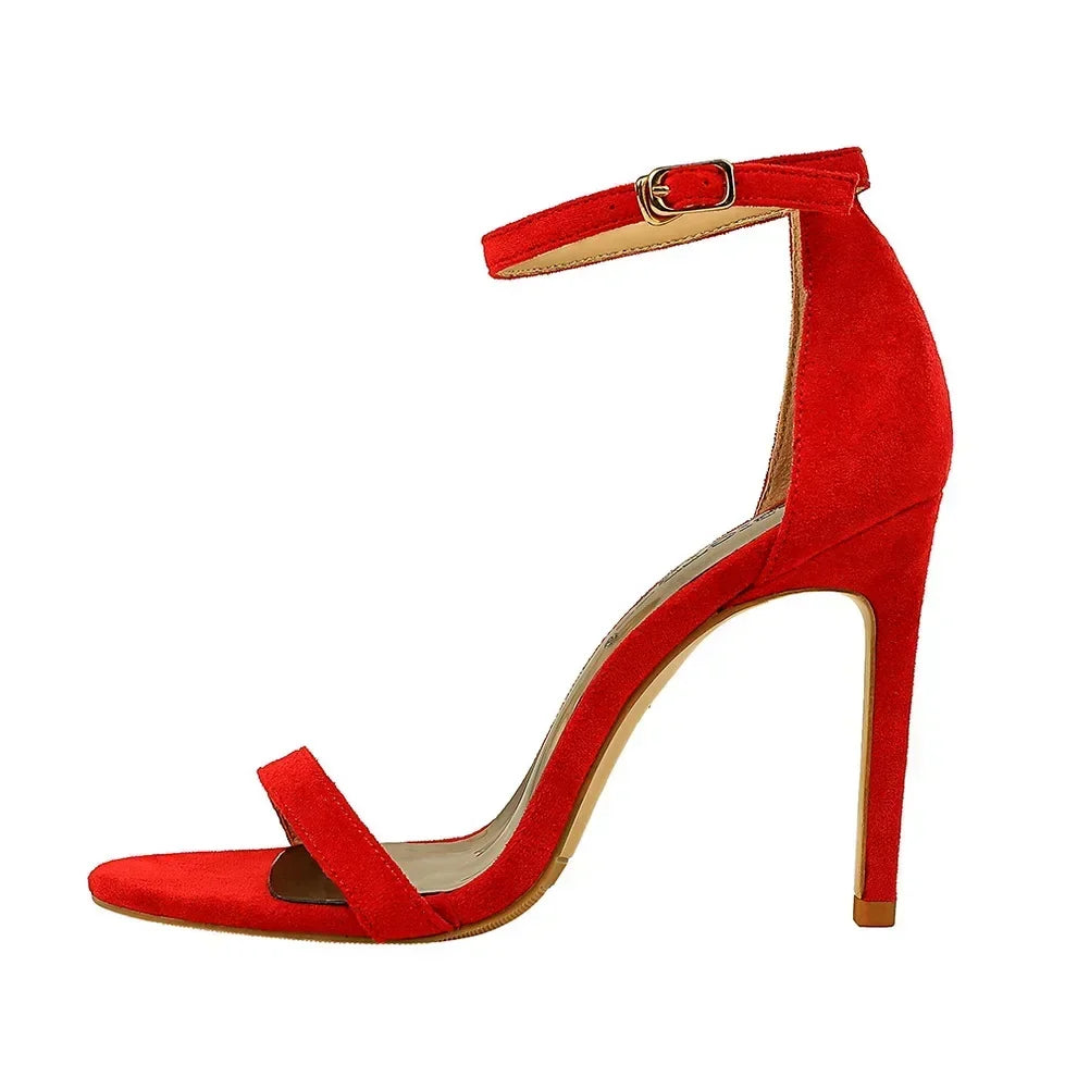 Women Sexy Club 10cm High Heels Stripper Gladiator Holiday Sandals Lady Daily Ankle Strappy Red Khaki Nightclub Dress Sandles