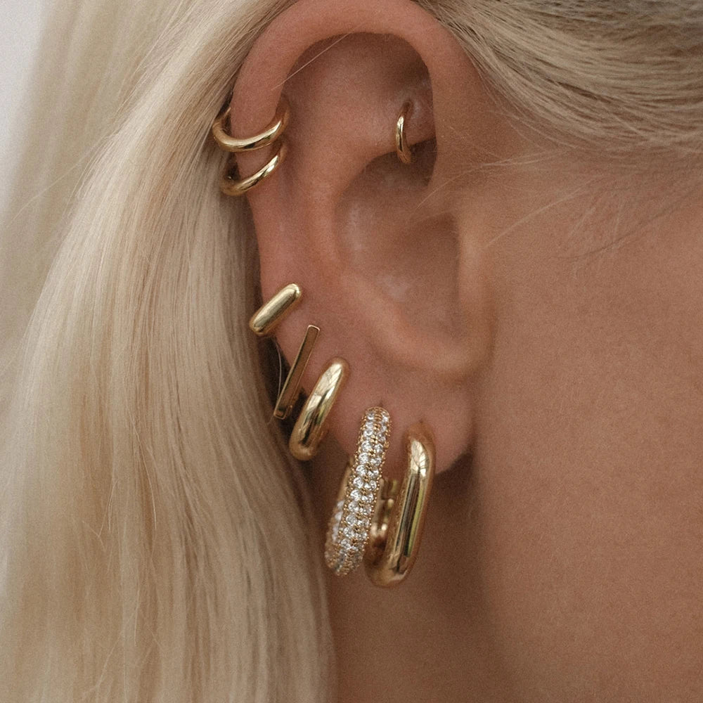 Zircon Round Huggie Hoop Earrings