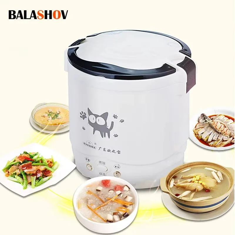 Electric Mini Rice Cooker Portable MultiCooker 12V 24V 220V