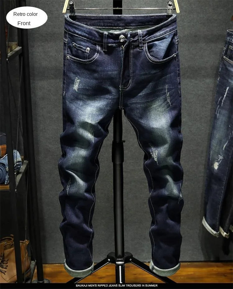 New Spring Autumn Korean Fashion Stretch Denim Boys Boyfriend Jeans Designer Clothes Skinny Trousers Male Slim Blue Ripped Pants