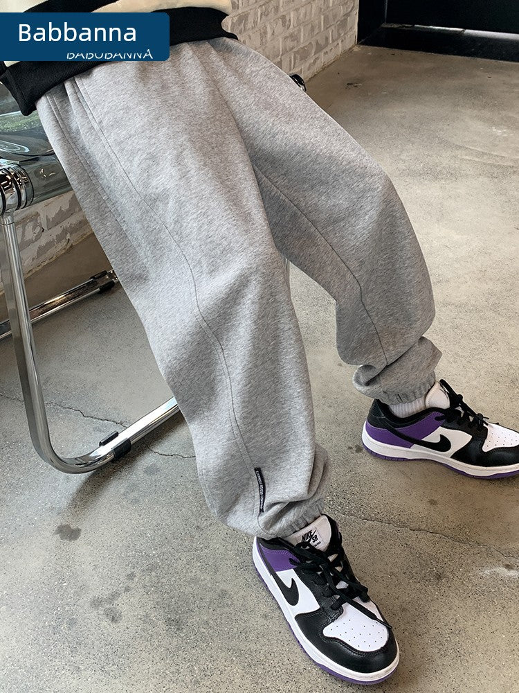 Sweatpants Spring and Autumn Casual Fleece-lined Youth Boy Pants