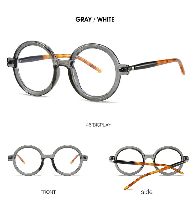 Retro Gray Pink Lens Round Sunglasses Women 2025 Brand Trendy Shiny Circle Frame Men Spectacle Plain Eyewear Shades Sun Glasses