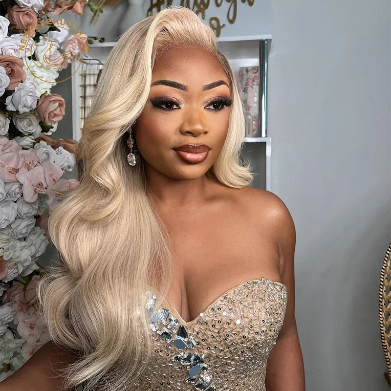 Platinum Ash Blonde Colored Lace Front Human Hair Wig Wavy Pre Plucked Ash Grey Hair Transparent Lace Frontal Wigs For Women