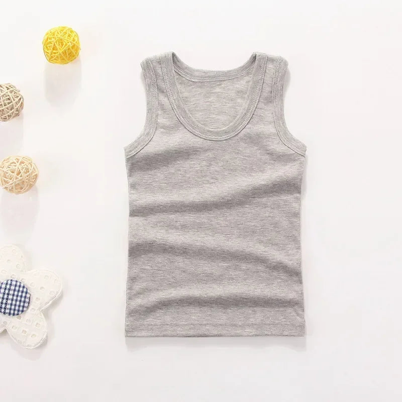 Children Vests T-shirts Summer Boys Girls Cotton Sports Tops