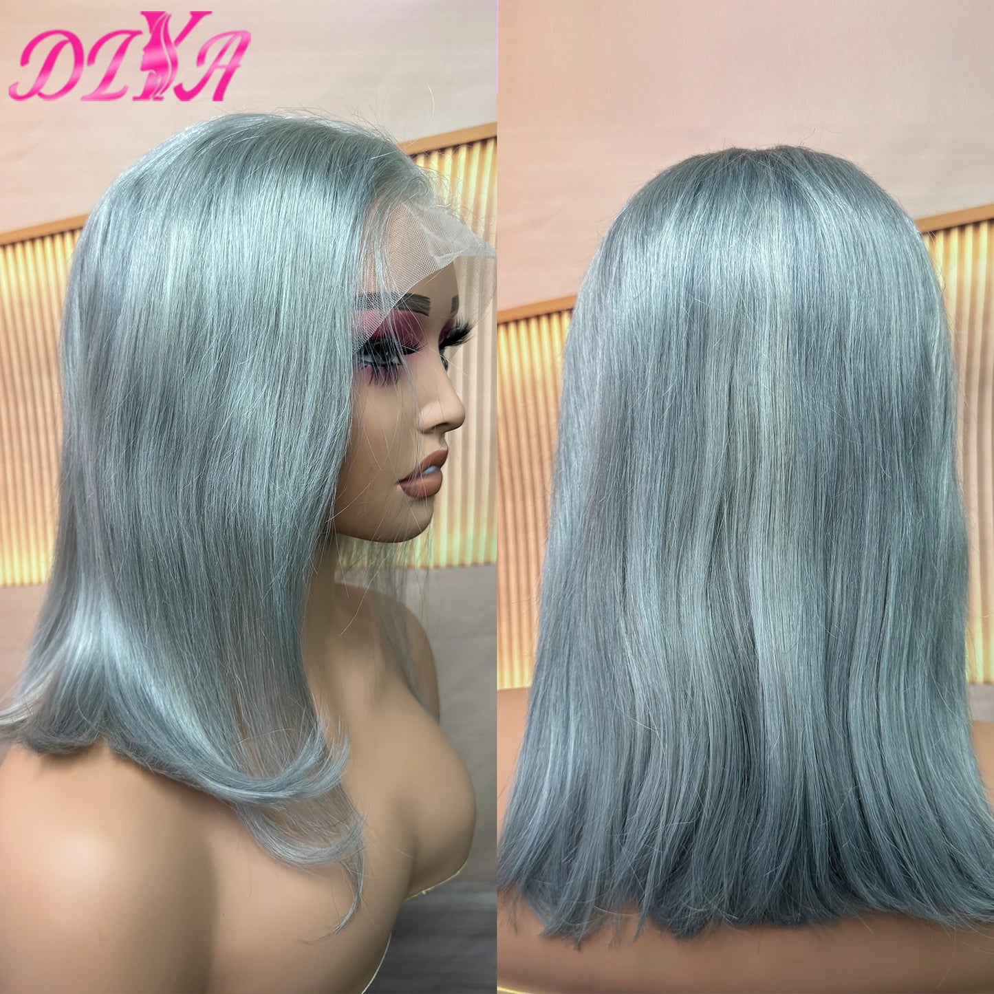 Light Lime Green Bob Wig Human Hair 13x4 Frontal Lace Wig Human Hair Pre Plucked HD Lace Bob Straight Colored Human Hair Wigs