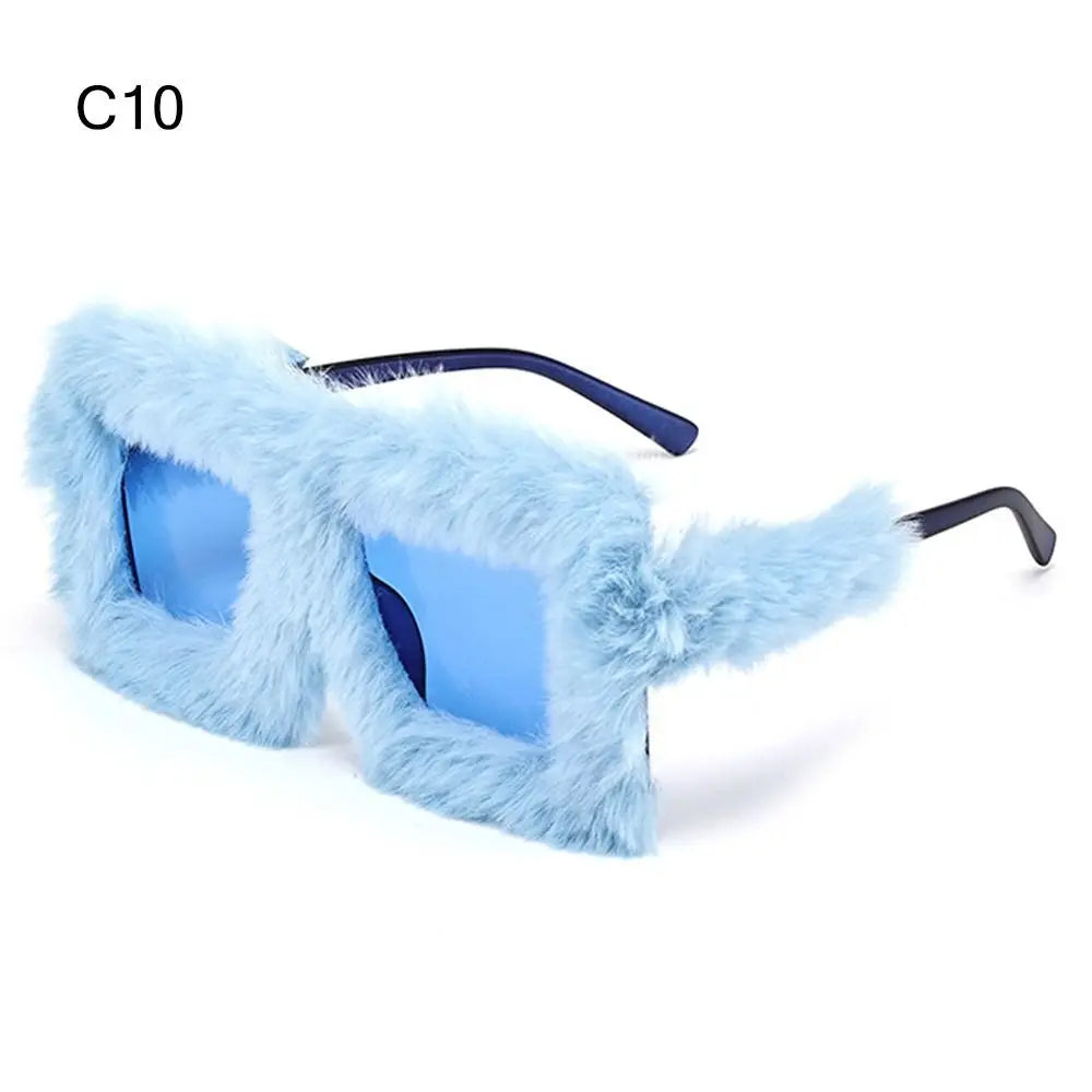 Oversized Square Women Sunglasses New Fashion Furrry Frame Gradient Shades Eyewear Retro Brand Design Winter Sun Glasses 2025