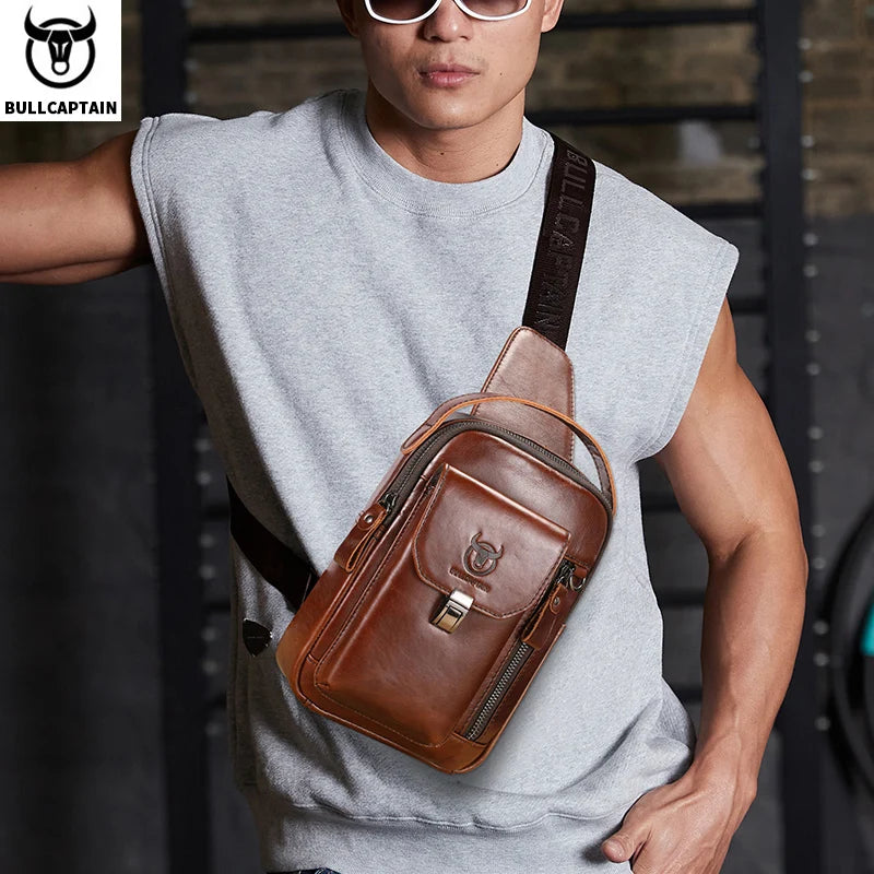 BULLCAPTAIN Men's Leather Chest Bag