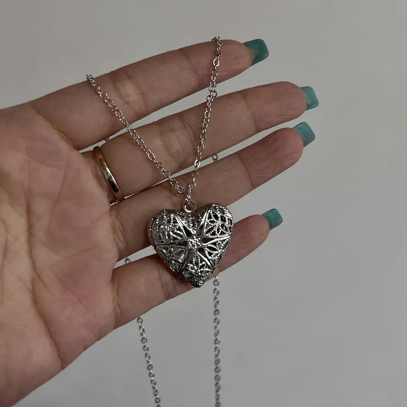Women's Heart Locket Pendant Necklace Stainless Steel