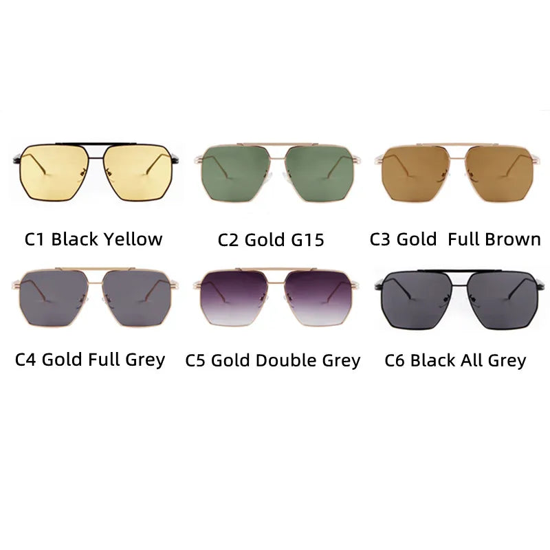 2025 New Fashion Men's Sunglasses Brand Design Square Alloy Frame Trend Retro Outdoor Driving Mirror UV400 Sunshade Sunglasses