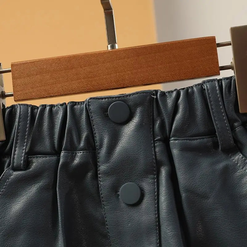 2025 new spring autumn Girls Kids leather PU zipper skirt comfortable cute baby Clothes Children Clothing