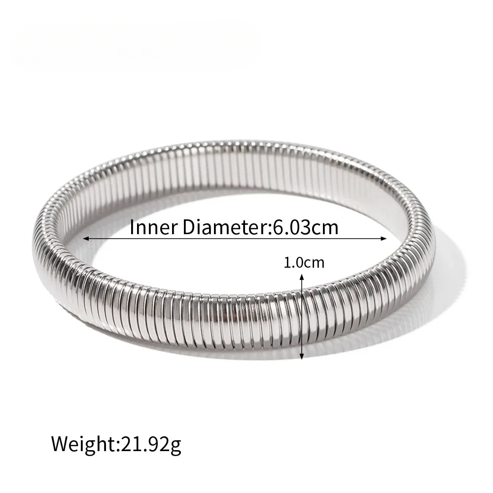 Stainless Steel Texture Flex Snake Chain Cuff Bracelet