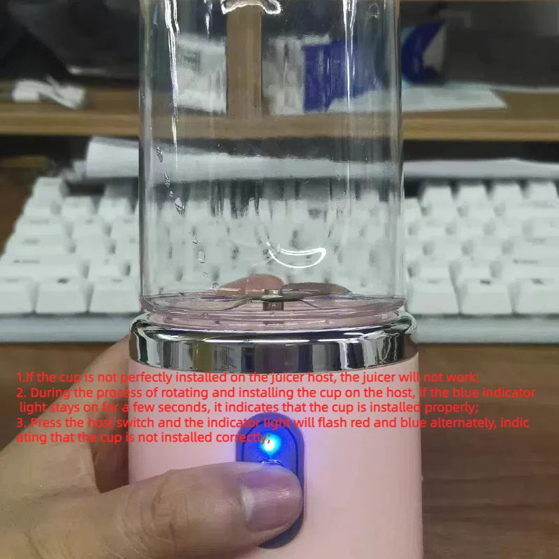 Portable Electric Blender Bottle 6 Blades Smoothie Maker