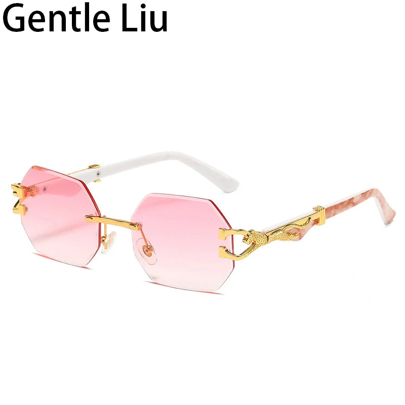 Small Frame Hexagon Rimless Sunglasses Men Retro Frameless Sun Glasses for Women 2025 Luxury Brand Square Eyewear UV400 Shades