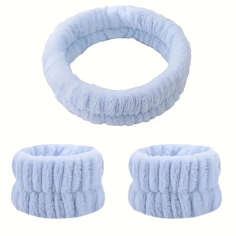 Coral Velvet Facial High-elastic Makeup Hairband Face Wash Wristband Set-face Wash, Facial Mask, Skin Care