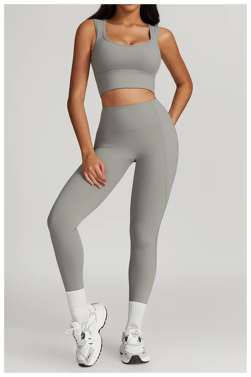 2 Pieces Yoga Suit Women Sexy Tight-Fitting Fitness Sports Set Gym Bra Elasticity High Waist Leggings Female Athletic Wear 8793