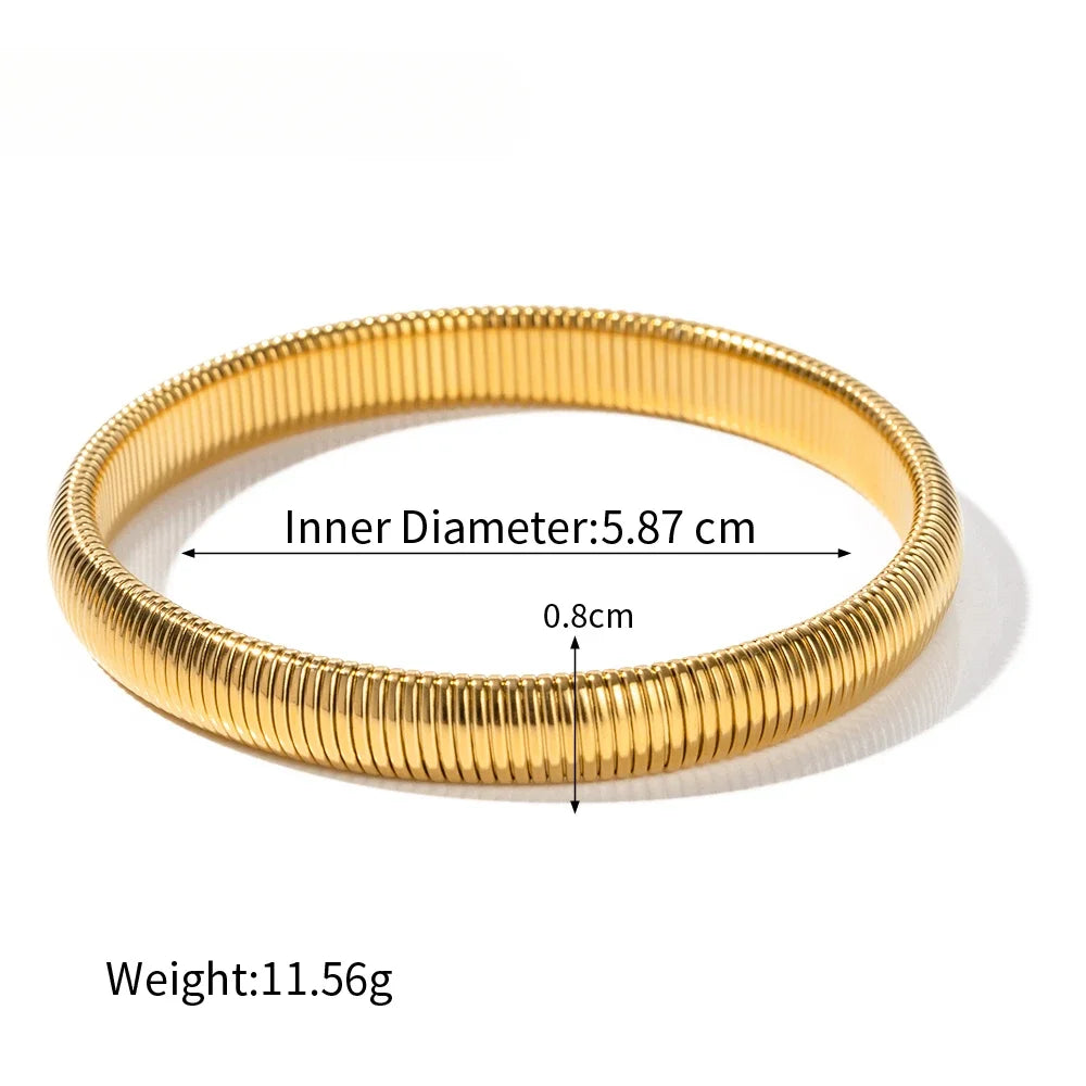 Stainless Steel Texture Flex Snake Chain Cuff Bracelet