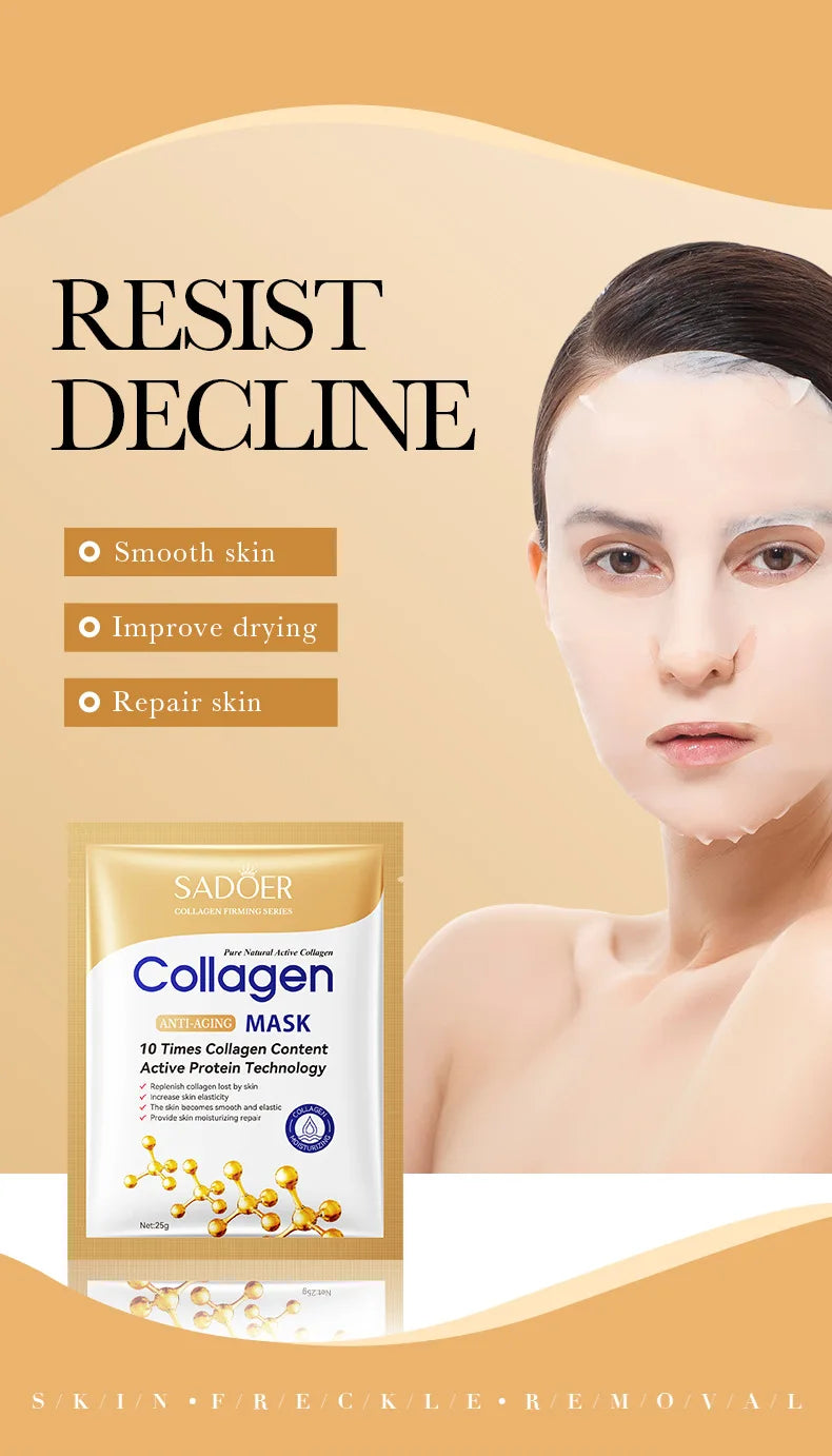 10pcs Anti-wrinkle Collagen Face Mask Moisturizing Anti-aging Repair Brightening skincare Face Sheet Mask Facial Masks Skin Care