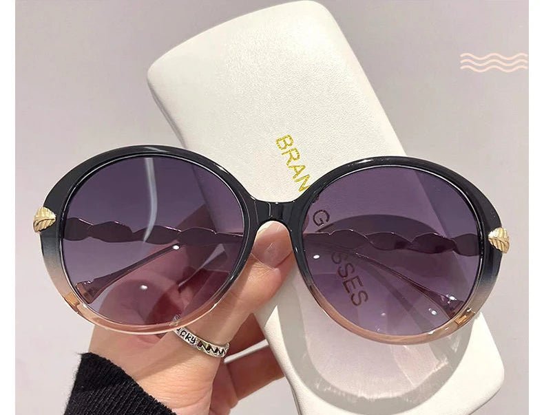 Vintage Round Sunglasses Women 2025 Brand Designer Luxury Gradient Sun Glasses Female Punk Frame Retro Eyewear Shades UV400