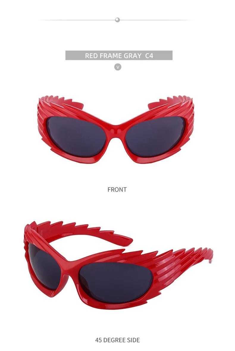 Y2k Spiked Goggles Sunglasses Women Men 2025 Trends Punk Sun Glasses For Male Retro 2000's Wrap Around Steampunk Sunglass Shades
