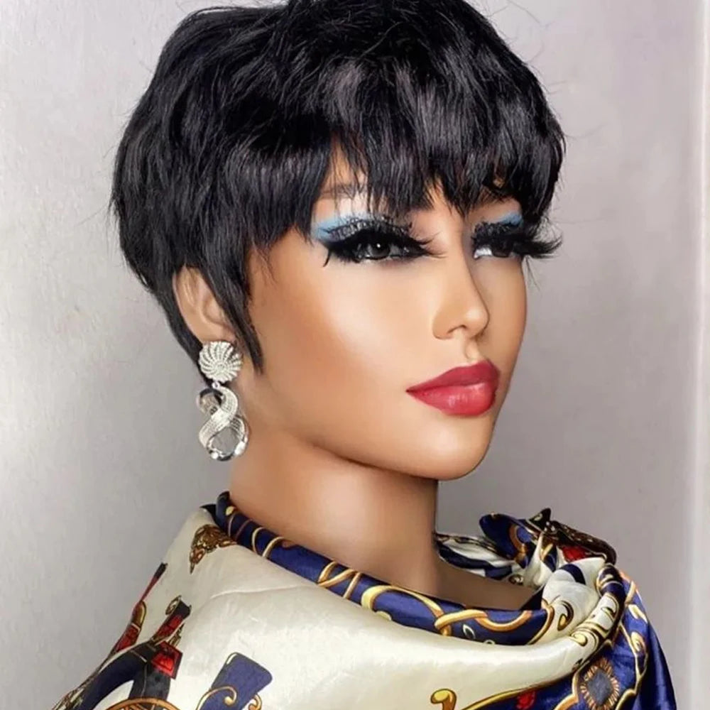 Brown Short Pixie Cut Wig – Brazilian Human Hair