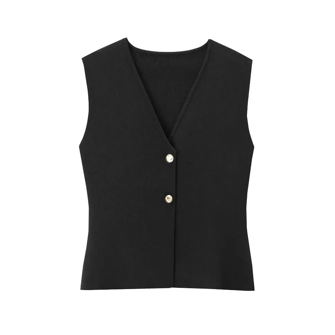 Women 2 Piece Set Knitted Vest High Waist Skirt
