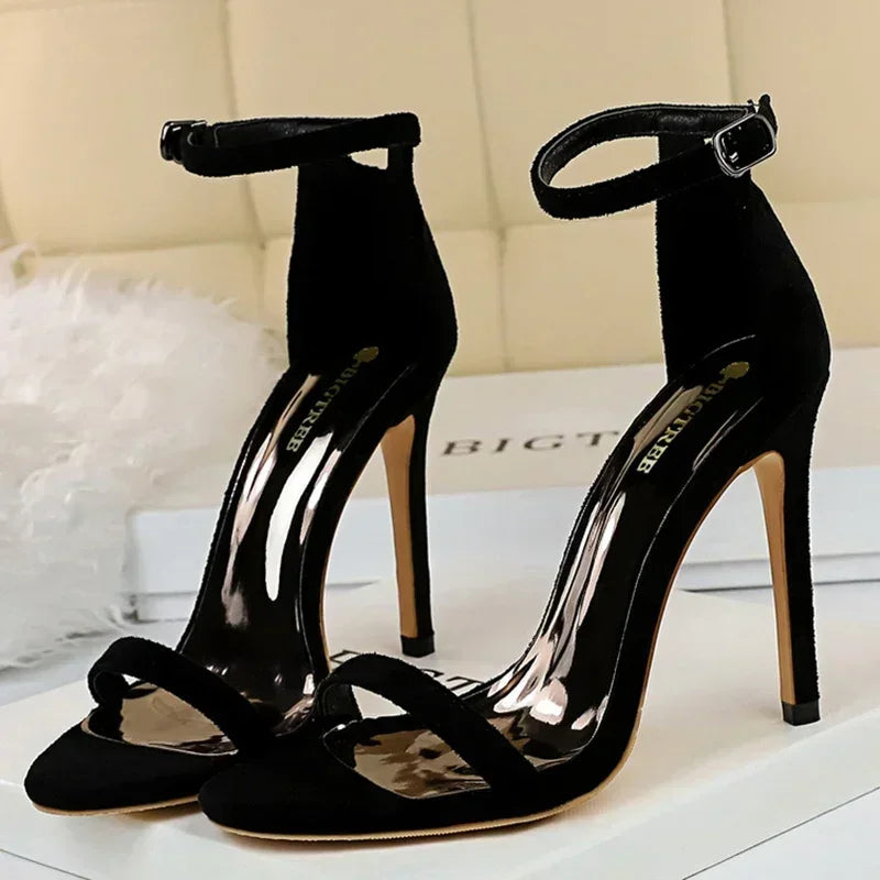 Women Sexy Club 10cm High Heels Stripper Gladiator Holiday Sandals Lady Daily Ankle Strappy Red Khaki Nightclub Dress Sandles