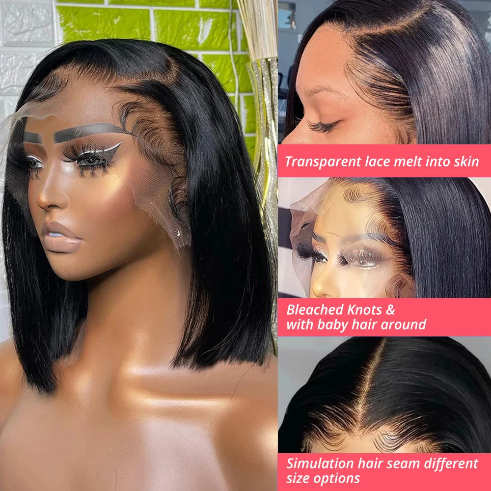 BOB Lace Front Wig 180% Density HD Lace Straight Hair