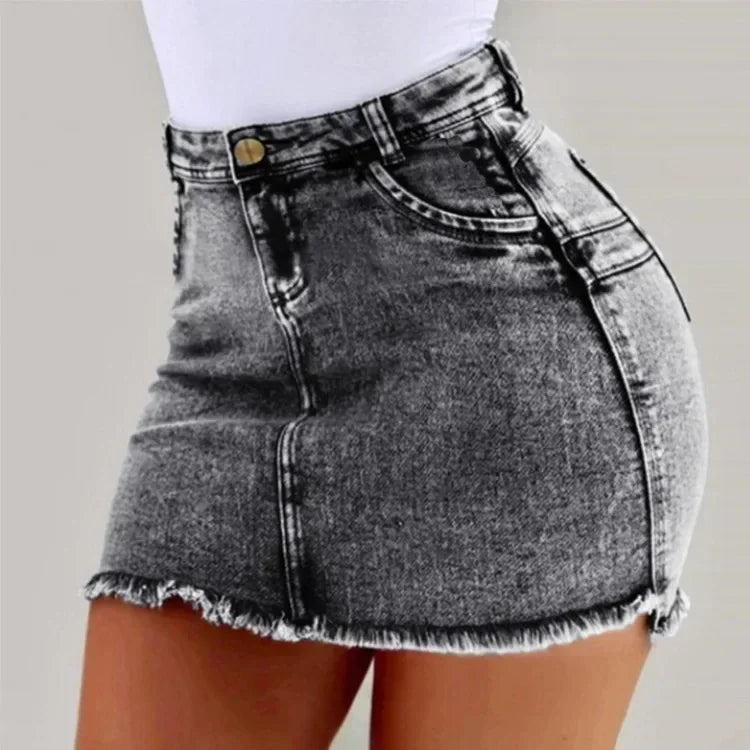 2025 Women's Summer High Waisted Mini Denim Skirt Sexy Ladies Club Party Wear Slim Bodycon Short Jeans Skirt Denim Skirt Female