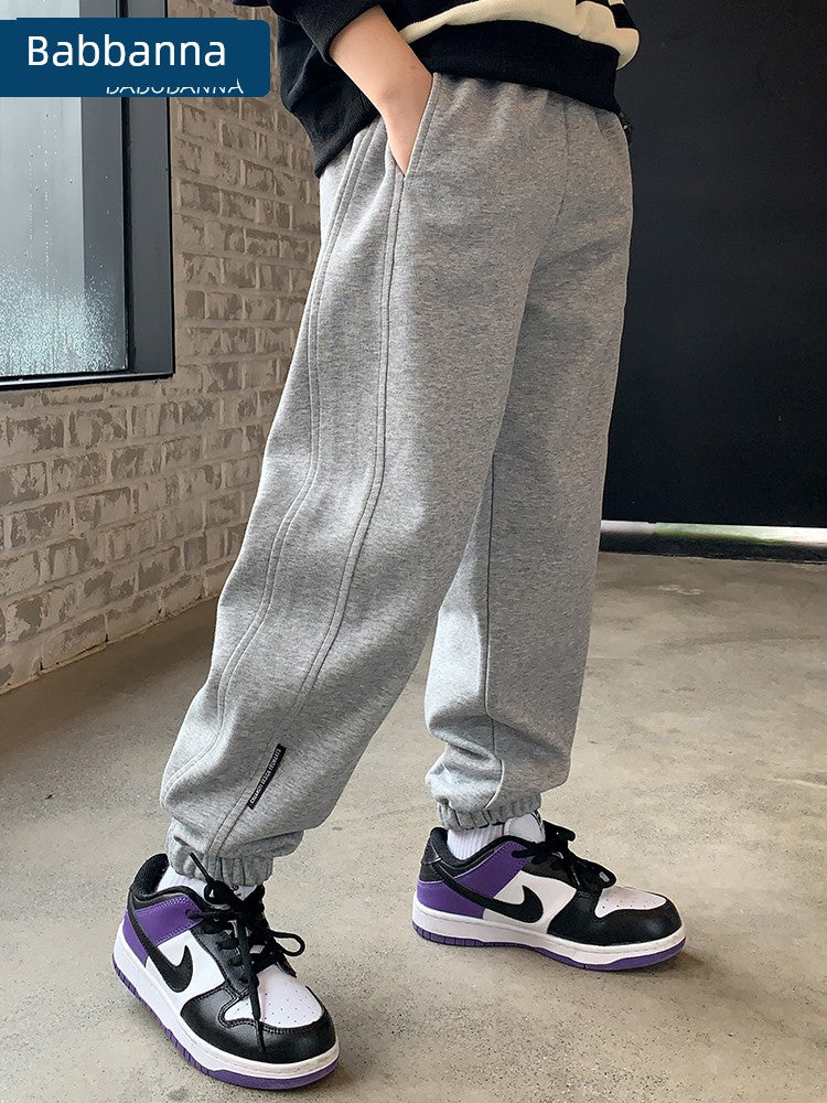 Sweatpants Spring and Autumn Casual Fleece-lined Youth Boy Pants