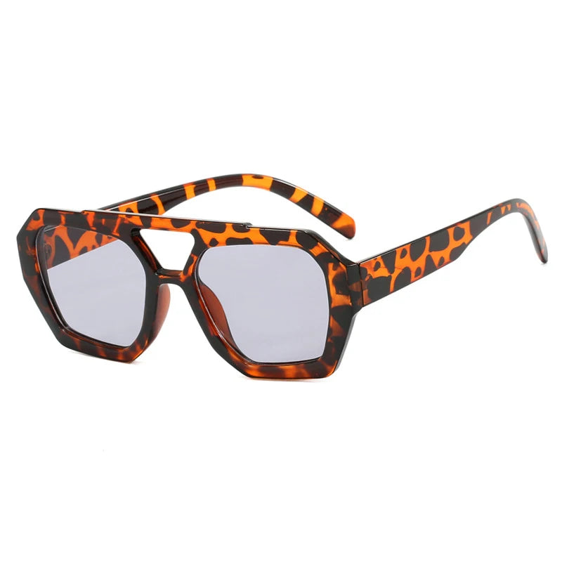 Vintage Square Sunglasses Thick Frame Double Bridge