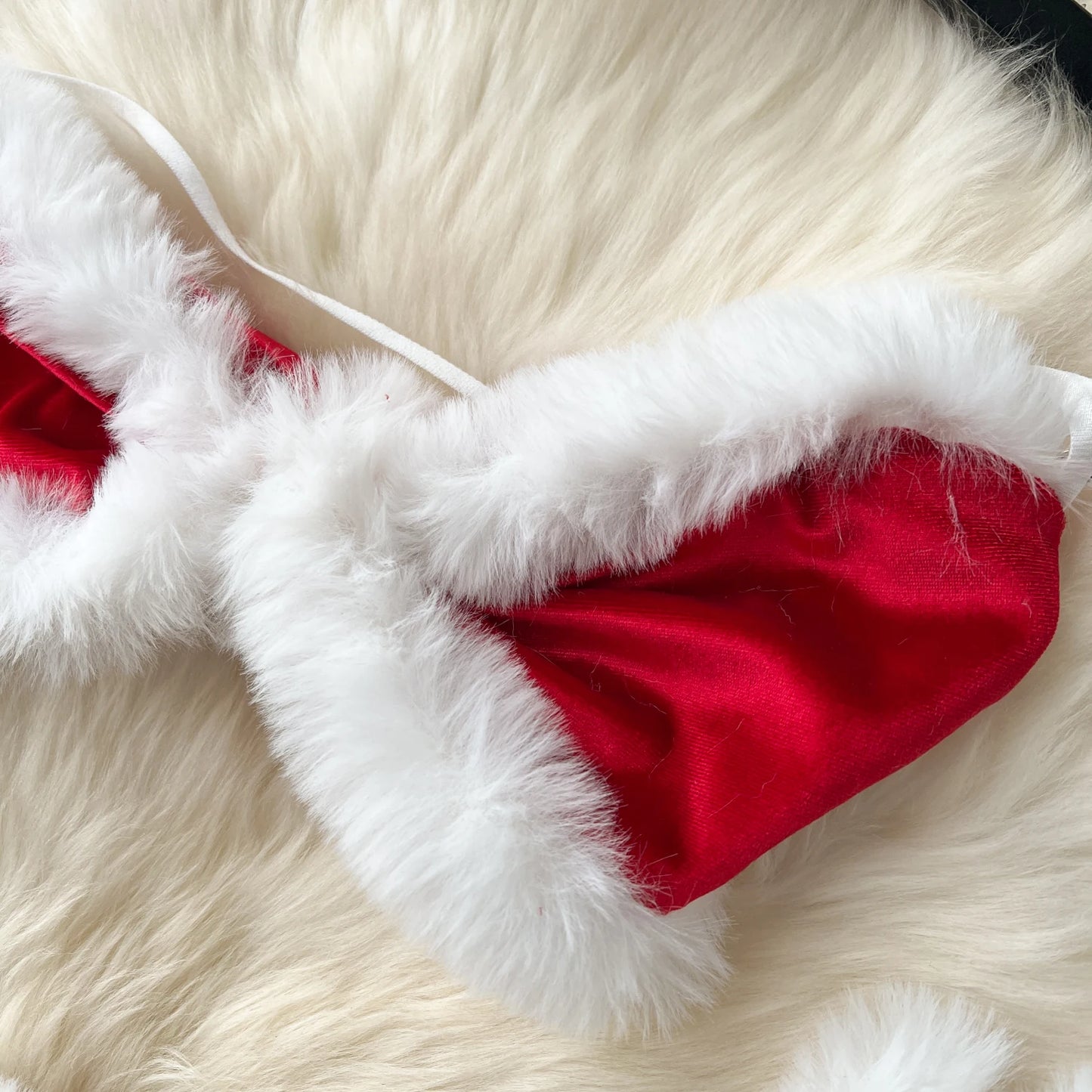 Women Sexy Christmas Velour Bra Brief Suits Fashion Intimate Lingerie 5 Piece Erotic Bras Thongs Outfits Underwear Sets 2025