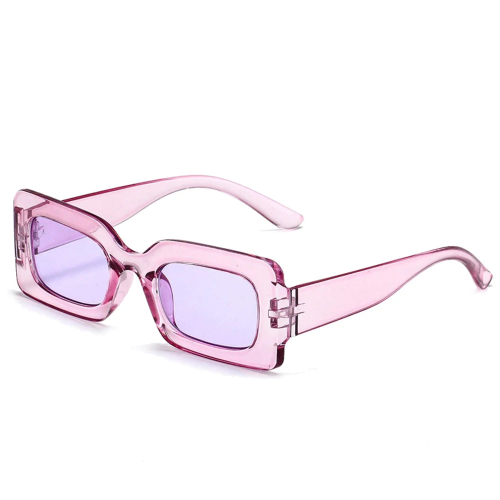 KLASSNU Women Candy Color Retro Sunglasses Large Square Frame Sun Glasses 2025 Trendy Party Eyepiece Anti UV400 Sun Shades