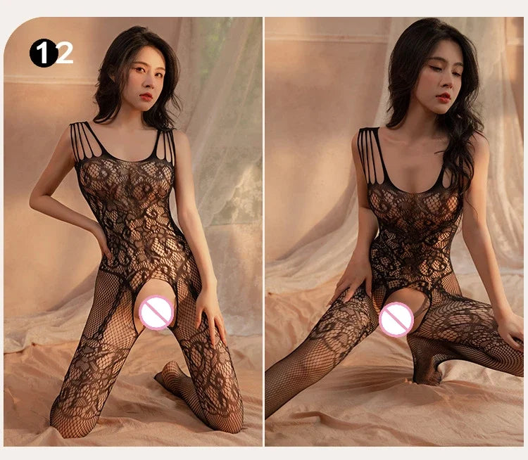 Sex Bodysuits Women Transparent Bodystocking Hollow Backless Open Bra Outfits Teddy Erotic Costumes Sexy Fishnet Lingerie 2025